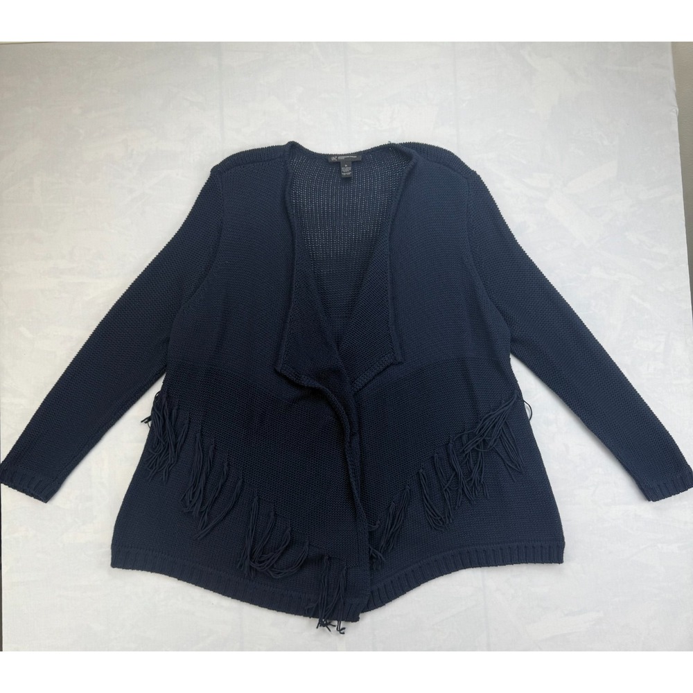 INC International Concepts Cardigan Sweater Womens 1X Black Tousled Open Front